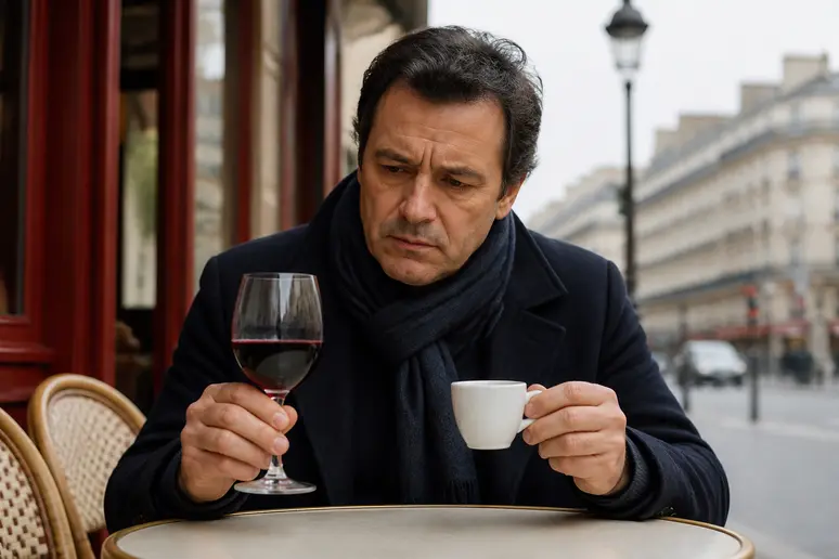 Homme soucieux réfléchissant aux boissons café et alcool, facteurs du caséum.