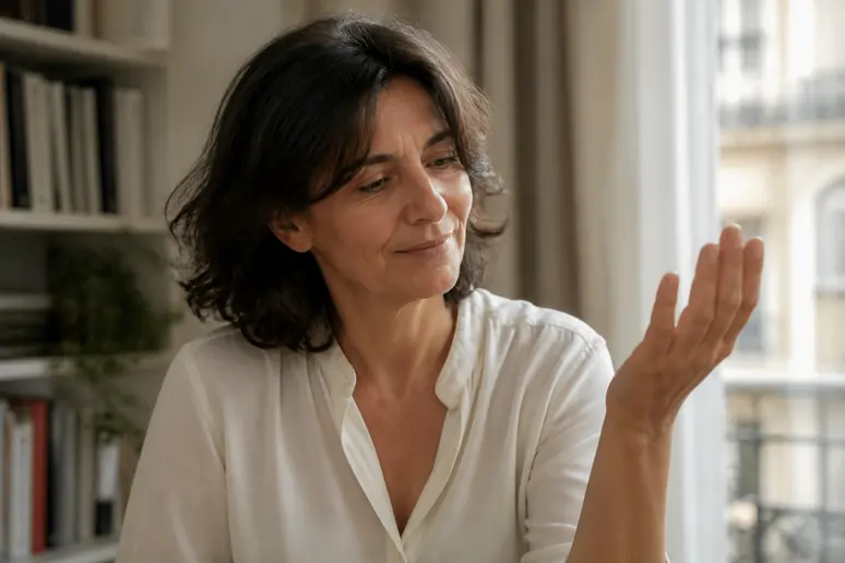 Une femme regarde sa main droite qui gratte, interprétation populaire de la main droite qui gratte signification.
